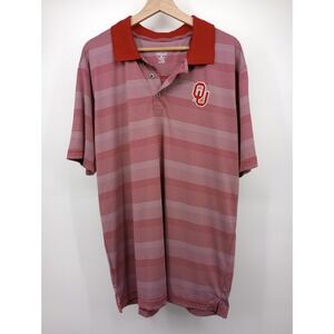 Rivalry Threads Polo Shirt Men Large Red Oklahoma Sooners Striped Short Sleeve